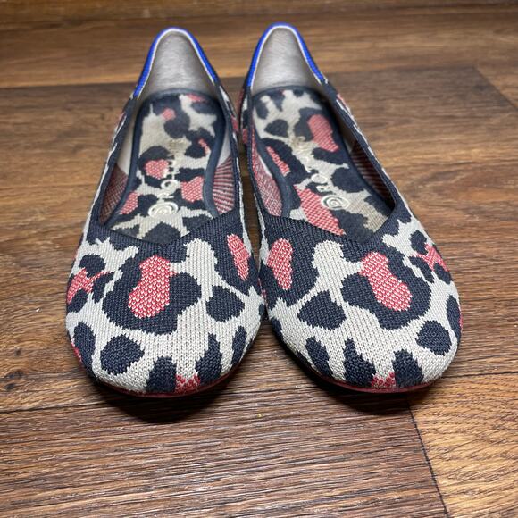 Rothy's Shoes Women's Red Cat Leopard Print Ballet Slip On Flats W 8.5 - Picture 8 of 16